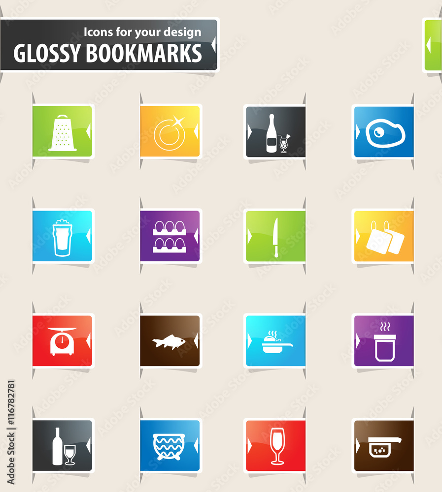 Food and Kitchen Bookmark Icons Food and Kitchen Bookmark Icons