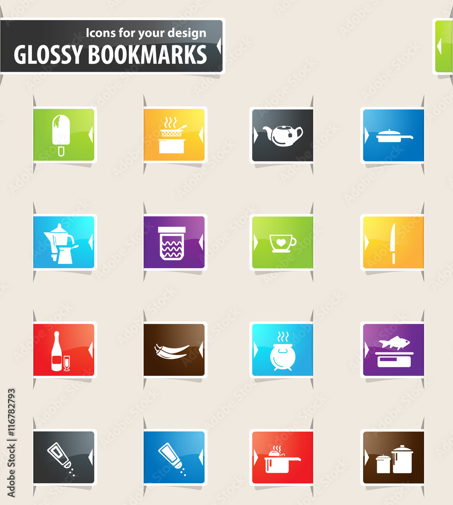 Food and Kitchen Bookmark Icons Food and Kitchen Bookmark Icons
