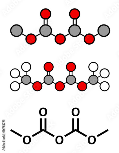 Dimethyl dicarbonate (DMDC) beverage preservative molecule.  photo