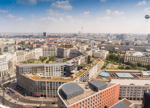 Canvas Print Helicopter view of Berlin skyline