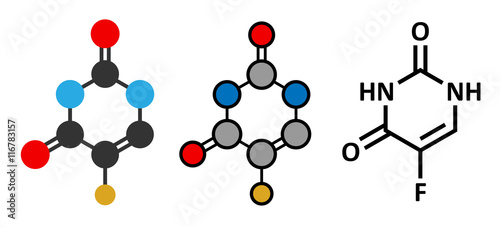 Fluorouracil (5-FU, FU) cancer chemotherapy drug, chemical structure.