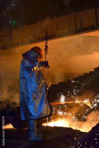 Steel worker in plant