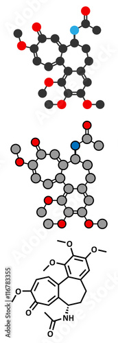 Colchicin gout drug molecule.
