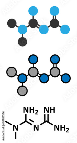 Metformin diabetes drug (biguanide class) molecule.