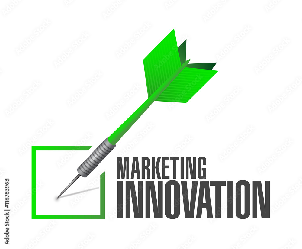 Marketing Innovation check dart sign concept Marketing Innovation check dart sign concept
