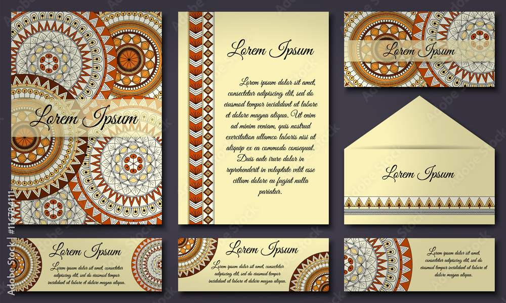 Invitation card collection. Vintage decorative elements. Islam, Arabic, Indian, ottoman motifs.