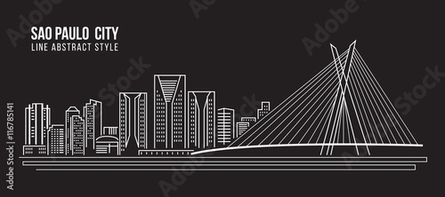 Cityscape Building Line art Vector Illustration design -  Sao paulo city photo