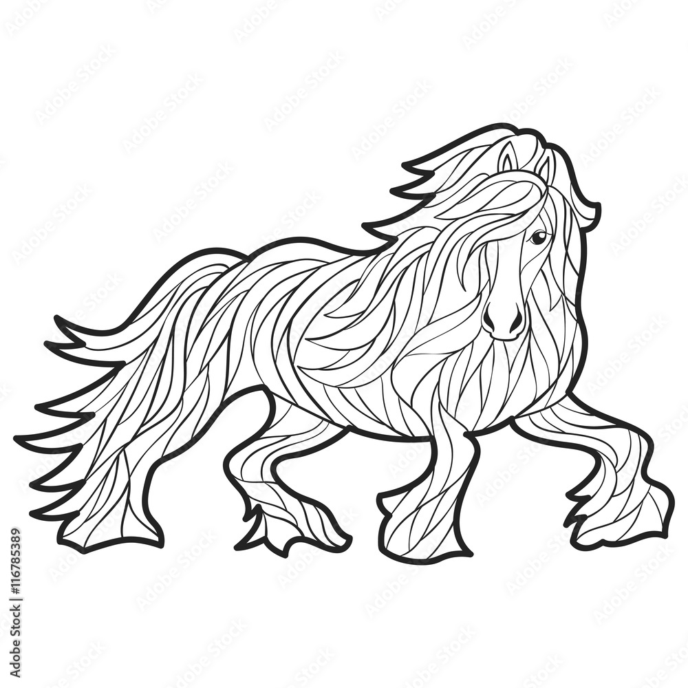 Fototapeta premium Vector monochrome hand drawn illustration of horse.