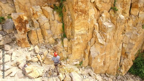 Young couple climbing 