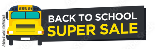 Back to School Sale Sign with Schoolbus Vector.