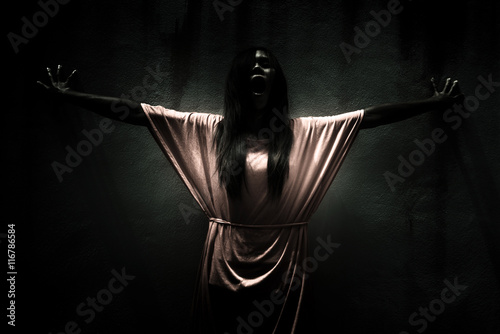 Fotomurale Ghost women screaming in the dark,Scary background for book cover