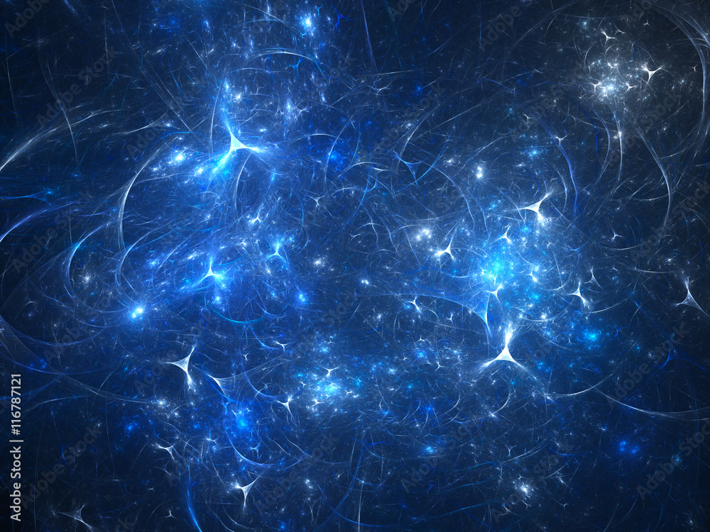 Fototapeta premium Niebieskie świecące synapsy w przestrzeni
