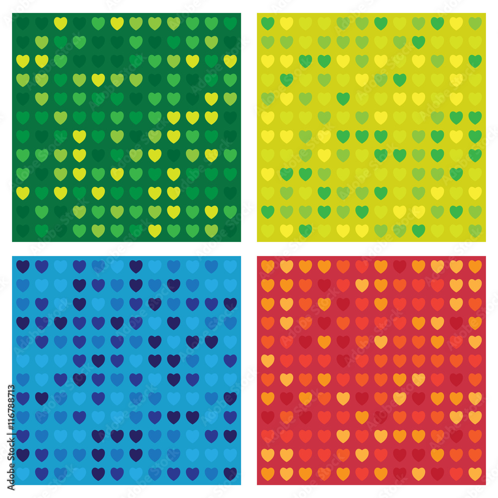 hearts bright pattern set