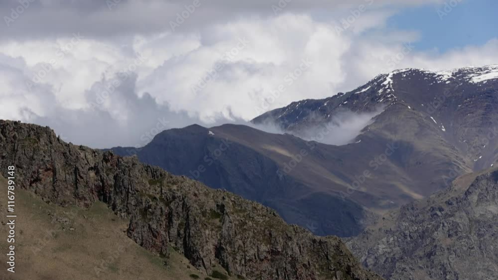 Summer Landscape in the Mountains Clouds Flying Between Rocks Summer Landscape in the Mountains Clouds Flying Between Rocks