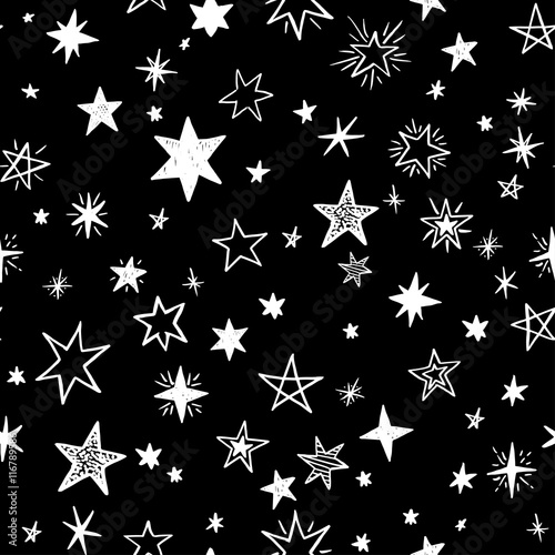 Seamless pattern with handdrawn stars