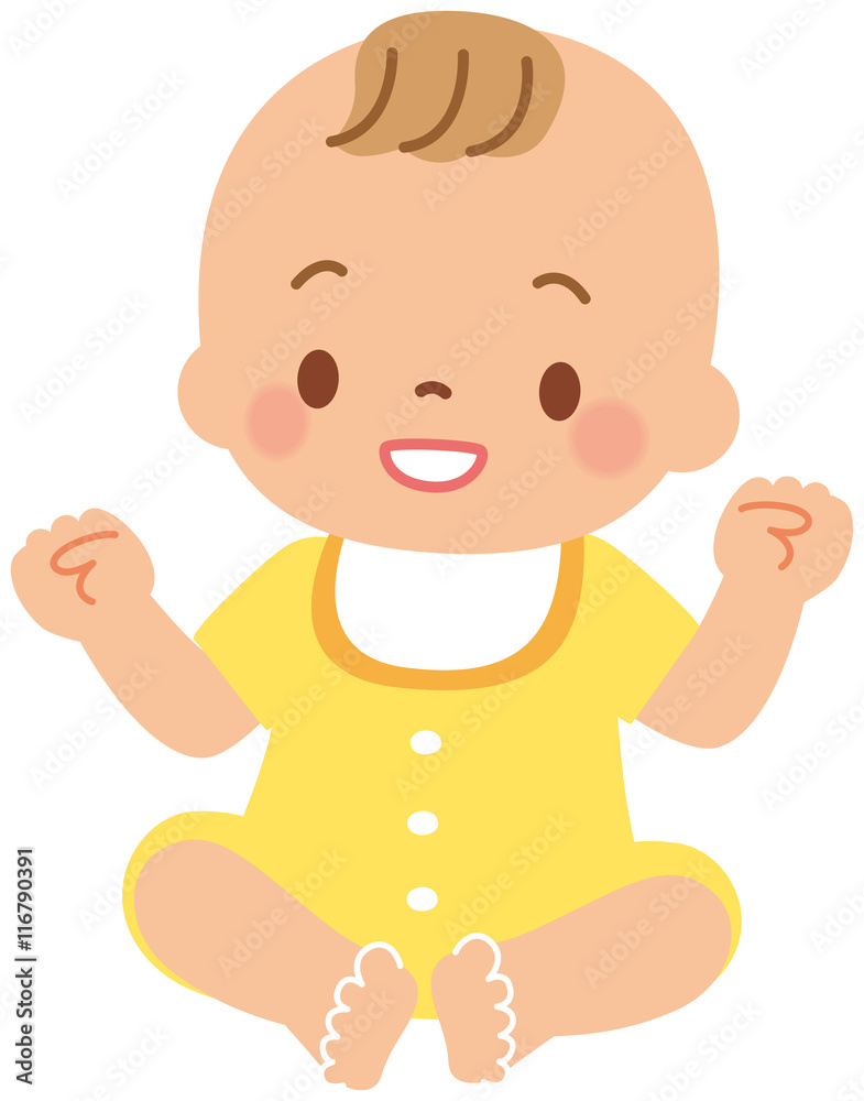 おすわりする赤ちゃん