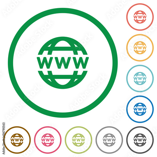 WWW globe outlined flat icons