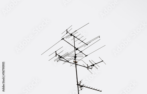 Fotografi Electric pole on white background.