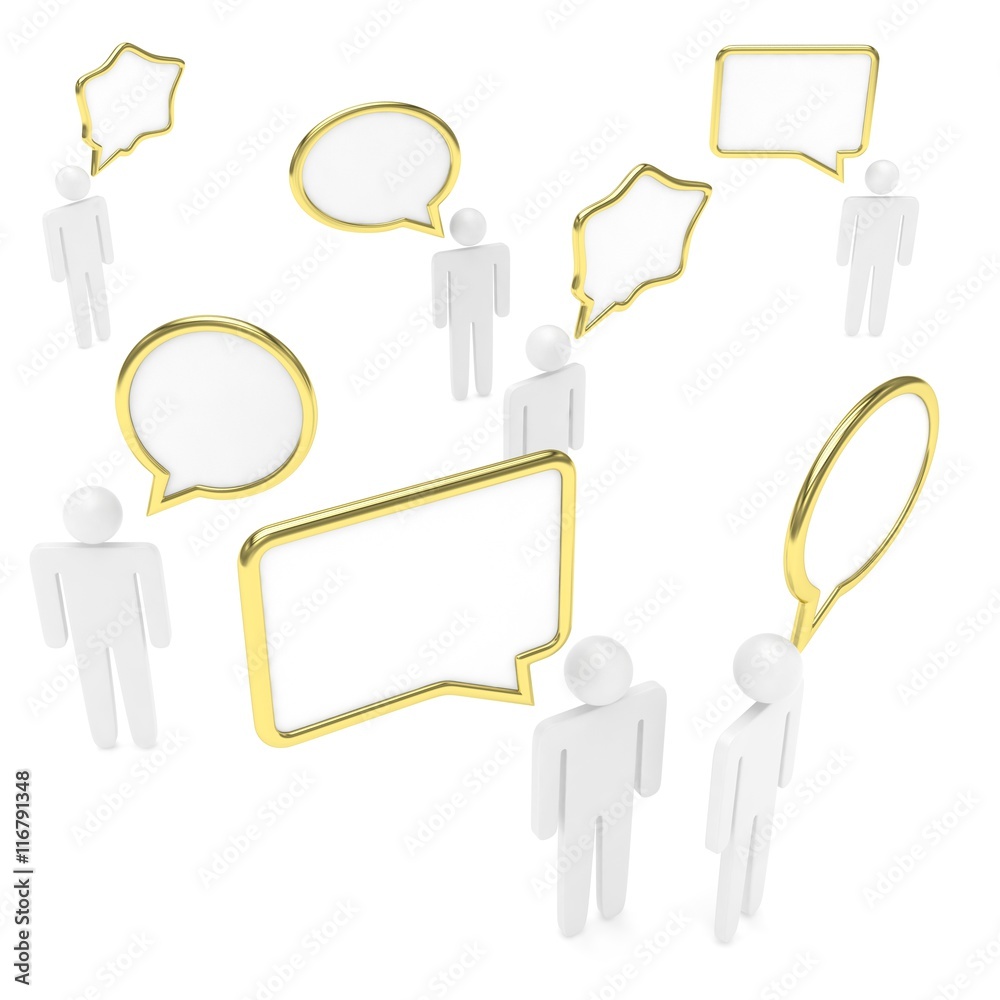 people with talk bubbles isolated over a white background. 3d rendering. people with talk bubbles isolated over a white background. 3d rendering.