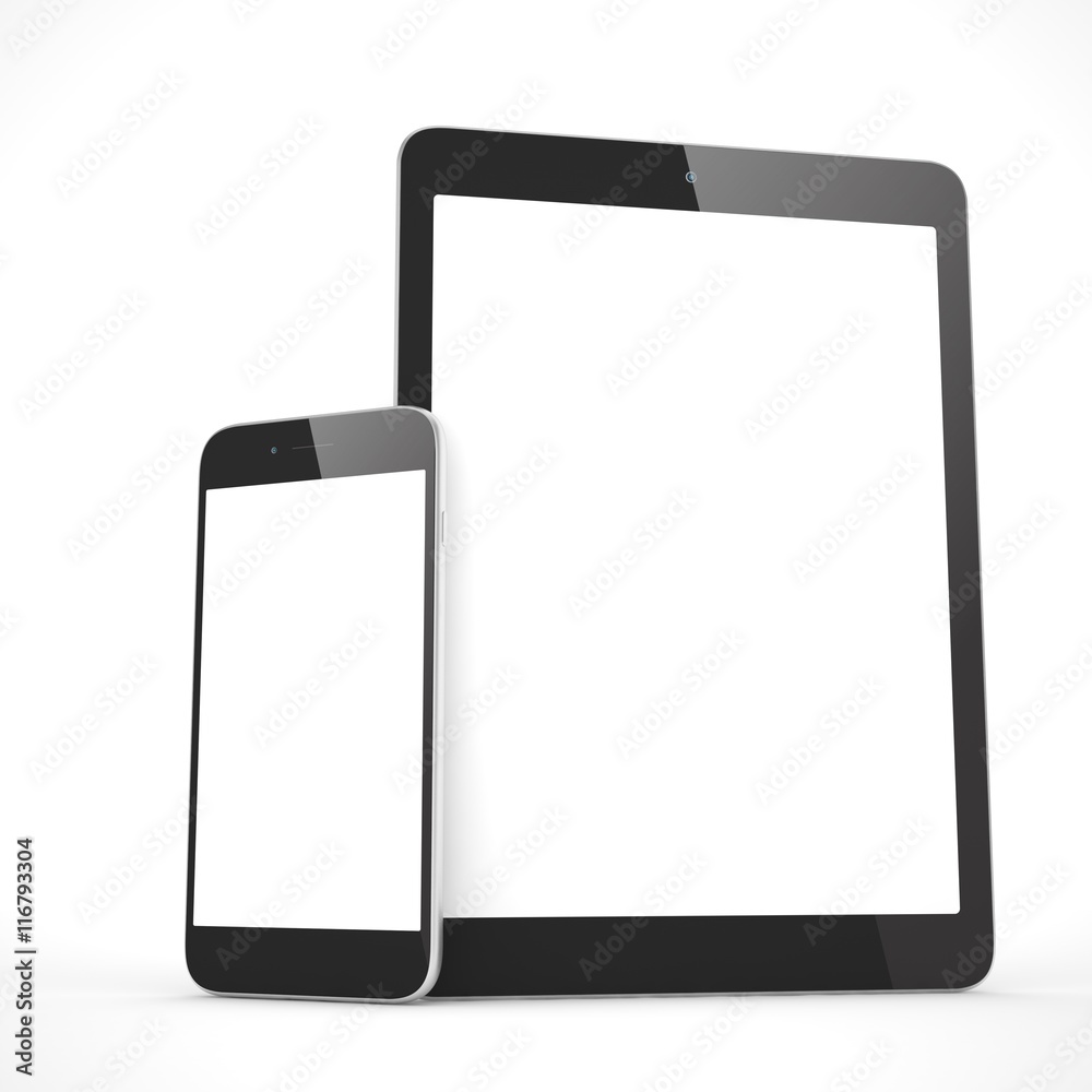 Tablet and smartphone on a white. 3d rendering. Tablet and smartphone on a white. 3d rendering.