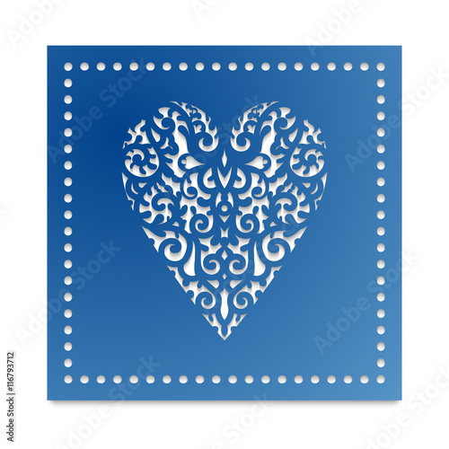 Template heart with flowers for laser cutting, chipboard scrapbooking.