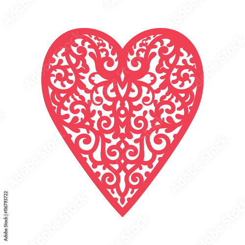 Template heart with flowers for laser cutting, chipboard scrapbooking.