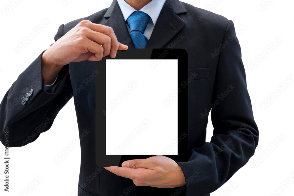 Businessman using tablet for presentation Businessman using tablet for presentation