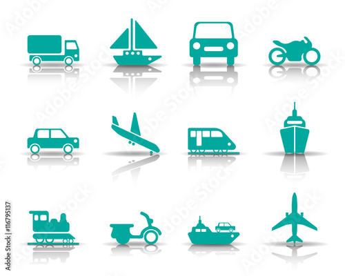 Verkehrsmittel Iconset - Türkis (Schatten)