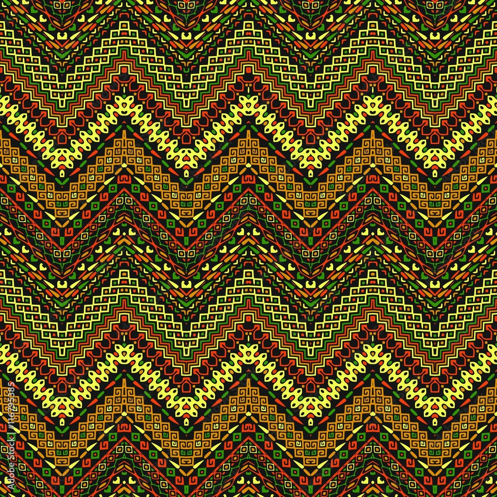 Vector african style chevron pattern with tribal motifs