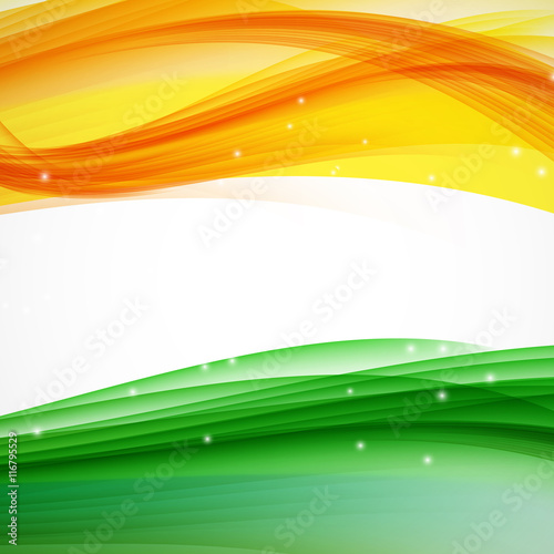 Abstract Green and Orange Wave on White Background. Vector Illus