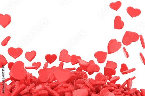 background made from many hearts. 3d rendering.