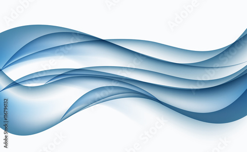 Abstract Blue Wave Set on Transparent  Background. Vector Illust