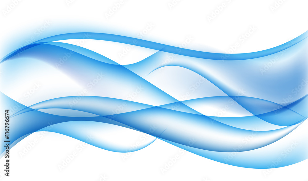 Abstract Blue Wave Set on Transparent  Background. Vector Illust