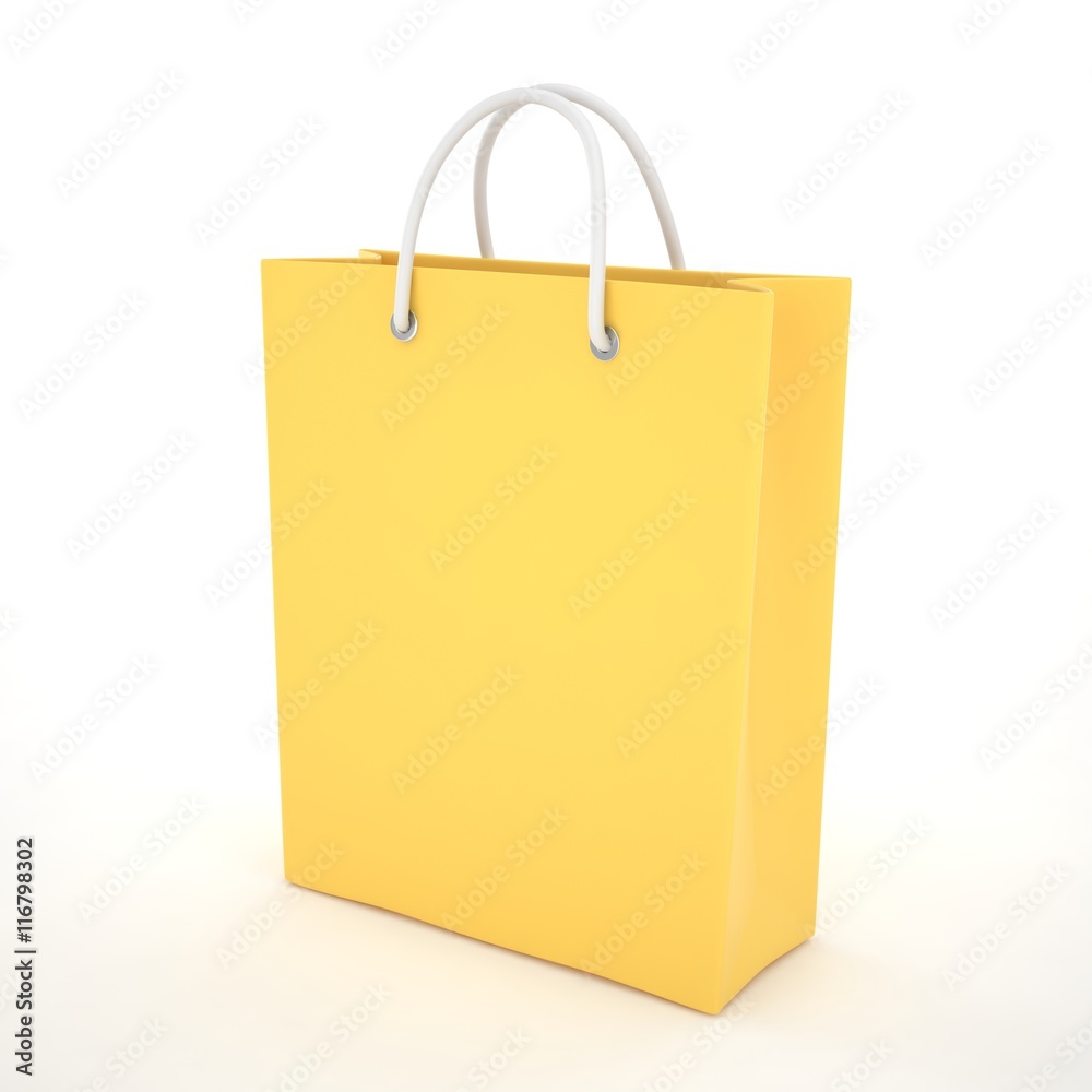 Paper Shopping Bag isolated on white background. 3d rendering. Paper Shopping Bag isolated on white background. 3d rendering.