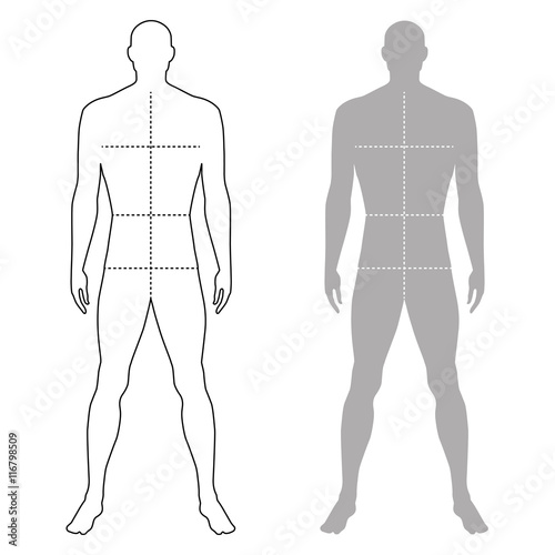 Fashion man outlined template figure silhouette with marked body