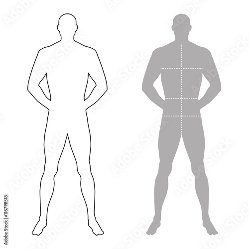 Fashion man outlined template figure silhouette with marked body