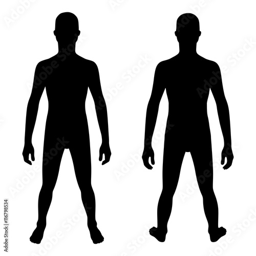 Fashion teenager's solid template figure silhouette (front & bac