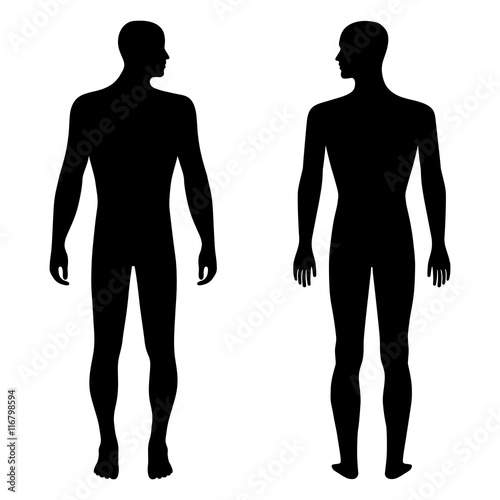 Fashion man's solid template figure silhouette (front & back vie