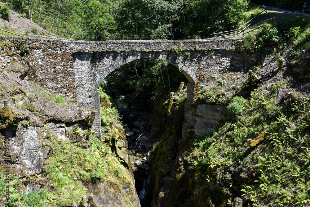 Old roman bridge of Cane on Malvaglia valley Old roman bridge of Cane on Malvaglia valley