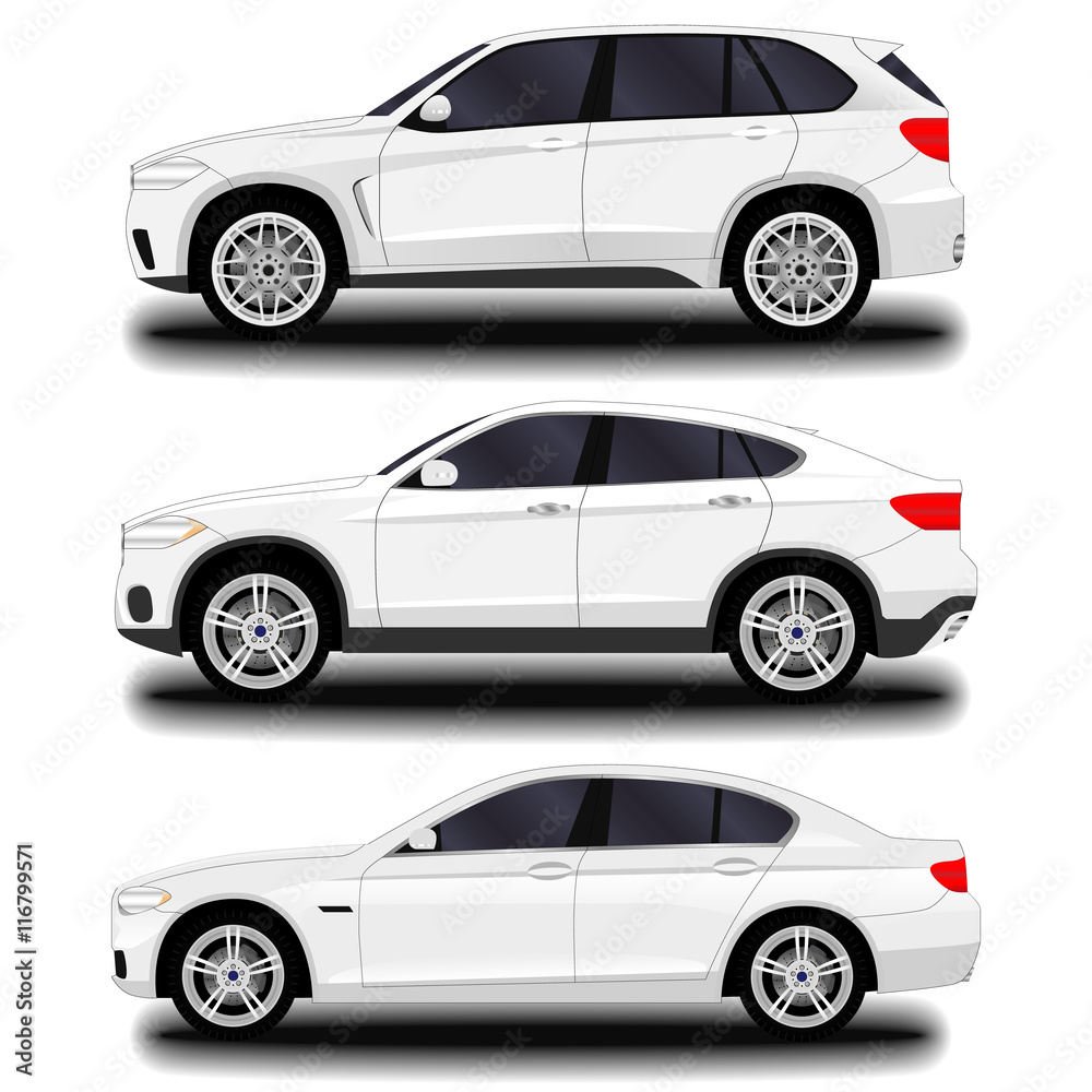 realistic car. set realistic car. set