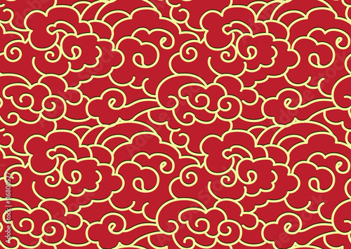 red chinese clouds, seamless pattern