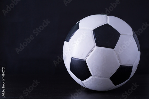 Soccer ball close up with black background