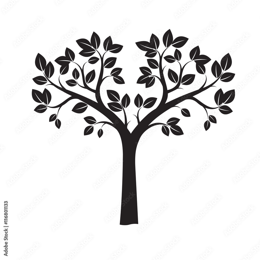 Black Tree and Leafs. Vector Illustration. Black Tree and Leafs. Vector Illustration.