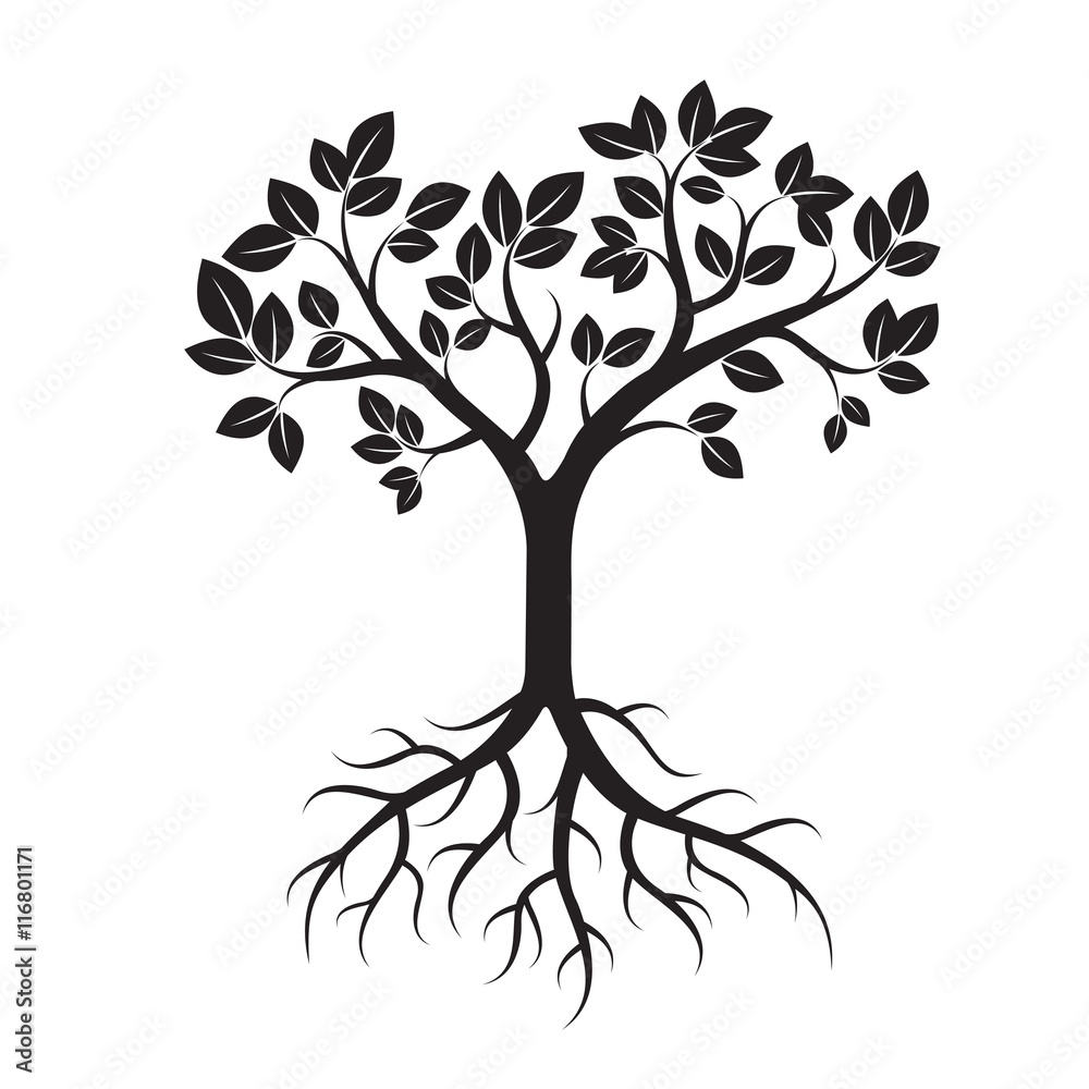 Black Tree and Leafs. Vector Illustration. Black Tree and Leafs. Vector Illustration.