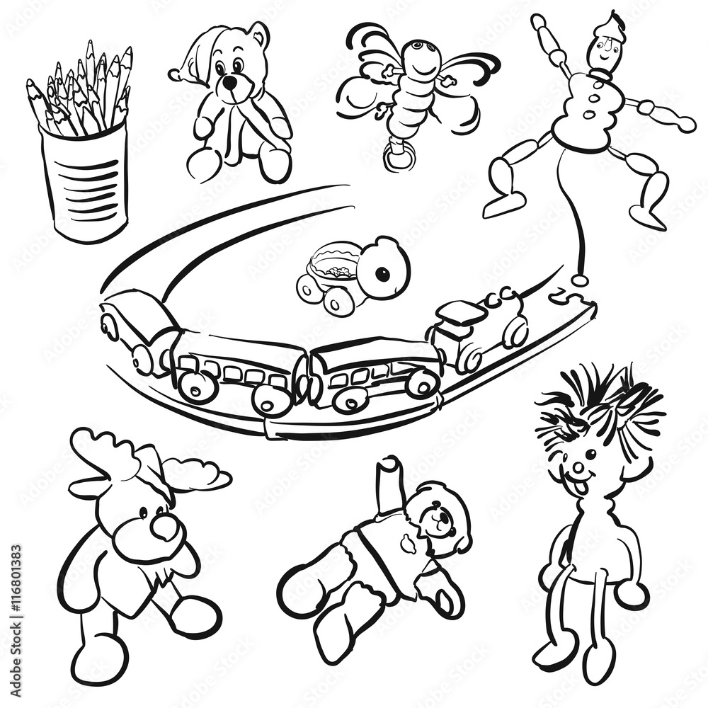 Doodles of Toddlers playing Toys Doodles of Toddlers playing Toys