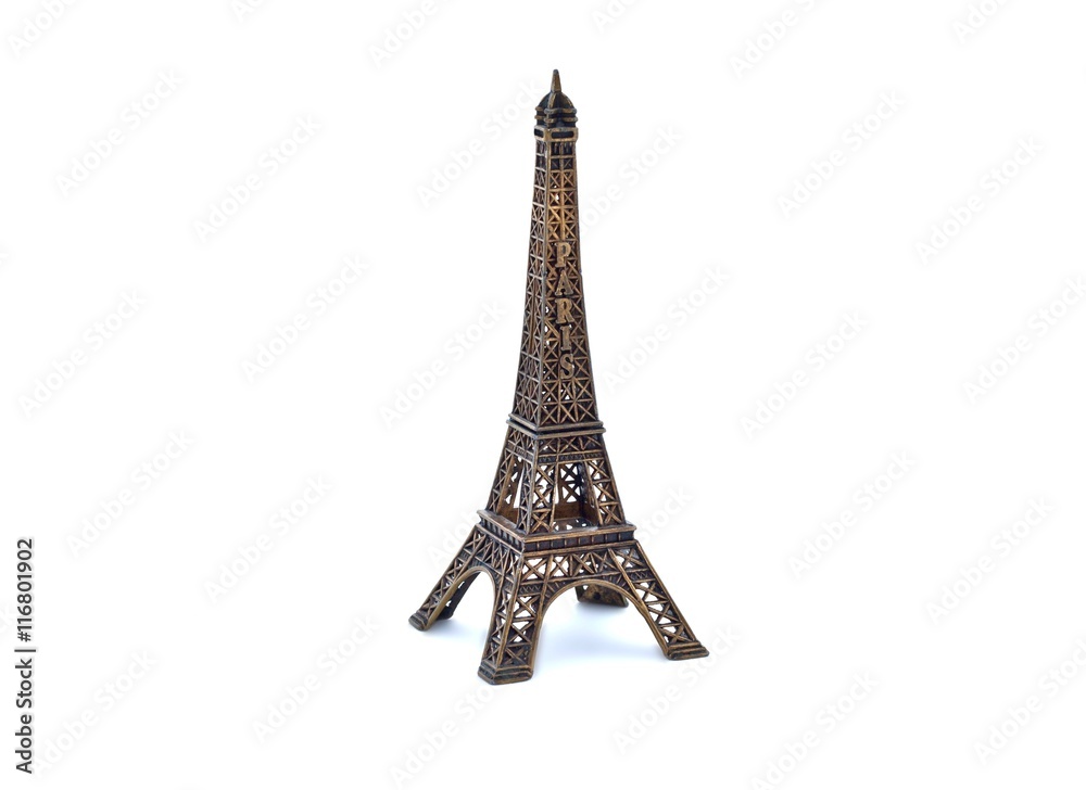 Eiffel tower souvenir, on white background, isolated