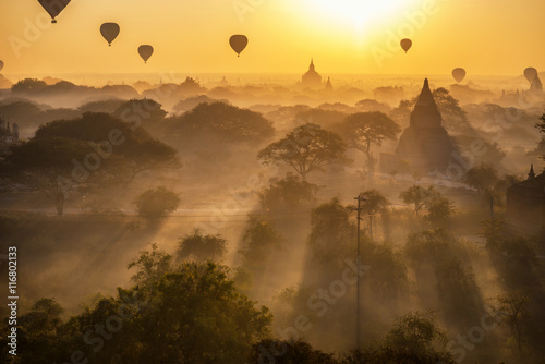 beautiful silhouette landscape view of sunrise morning and hot a photo