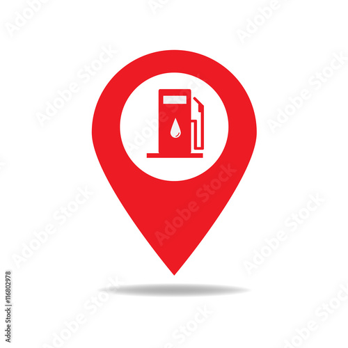 Map pointer with gas station icon
