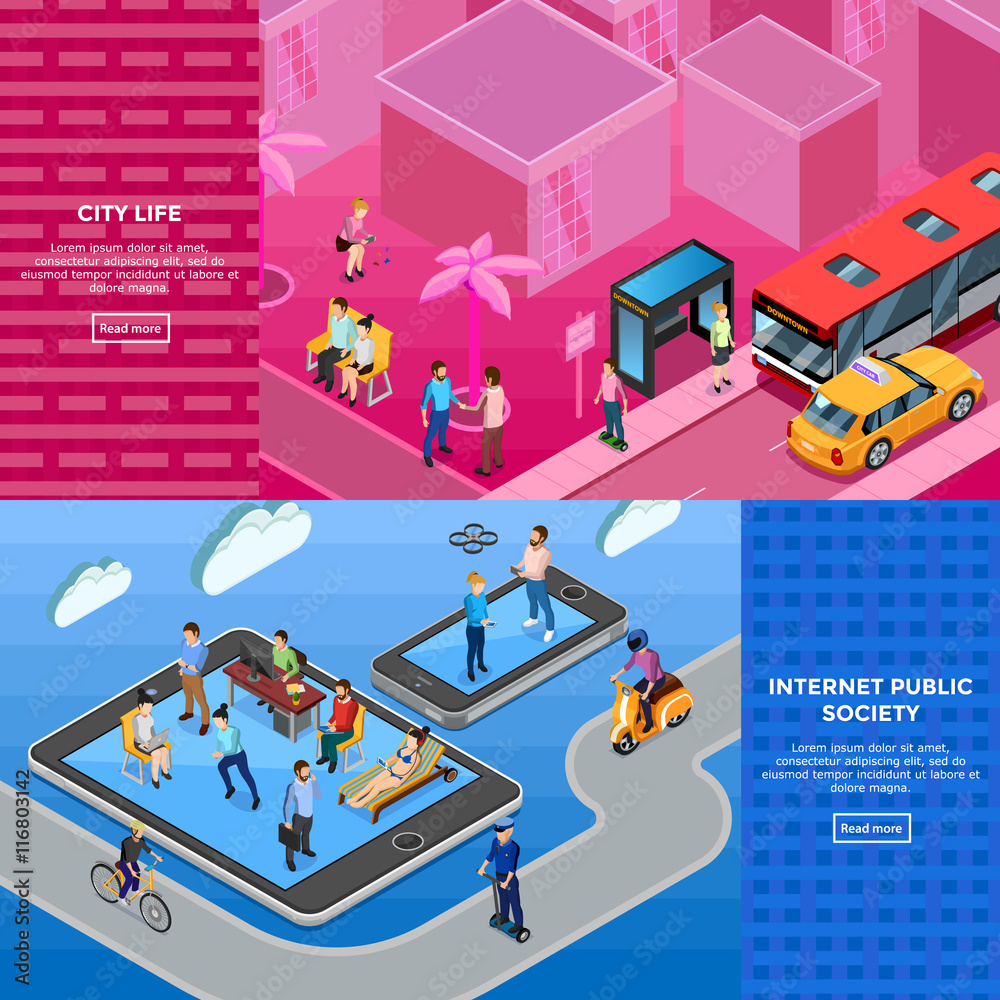 Obraz premium People Isometric Banners