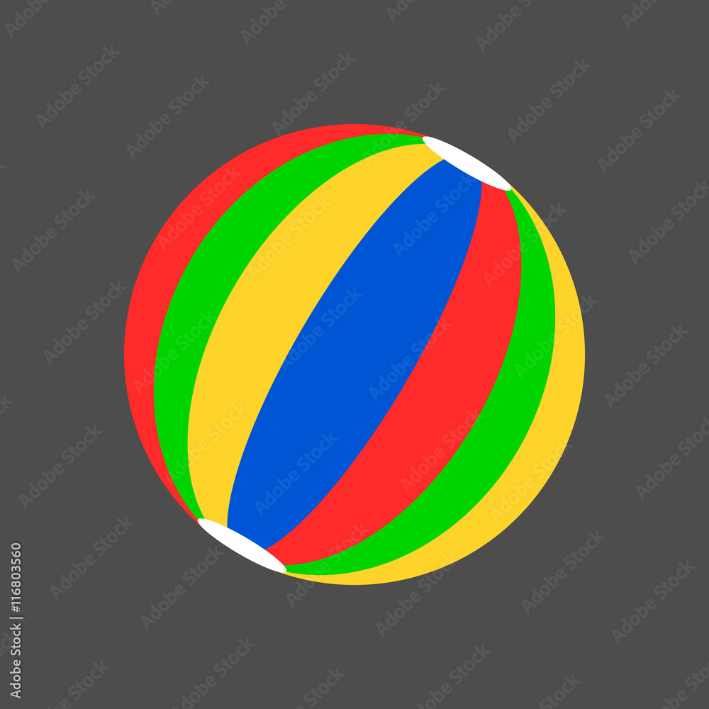 Simple striped beach ball cartoon style icon. Isolated vector illustration. Simple striped beach ball cartoon style icon. Isolated vector illustration.
